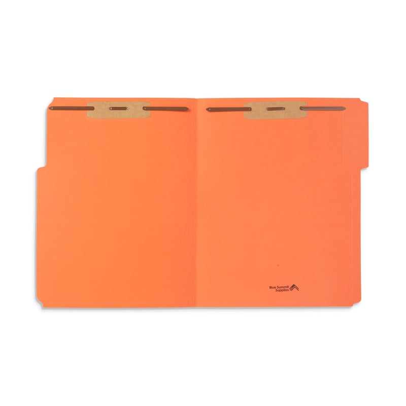 Blue Summit Supplies 50 Orange Fastener File Folders - 1/3 Cut Reinforced Tab - Durable 2 Prongs Bonded Fastener Designed to Organize Standard Medical Files, Office Reports - Letter Size, Orange, 50 Pack - Image 4